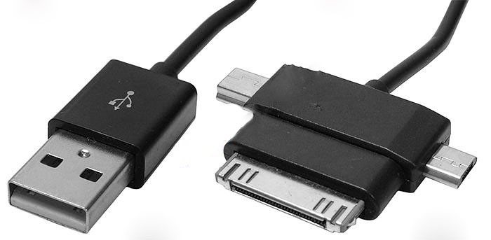 Cablu date USB A tata - micro USB/mini USB tata compatibil iPhone 3/4 tata - 1m