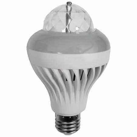 Bec cu led-uri albe/multicolore 220V dulie E27 cu rotire automata