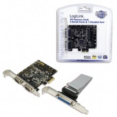 Card PCI-Express 1xAdaptor la 2x Serial RS232 9-pin + 1x Paralel D9SUB
