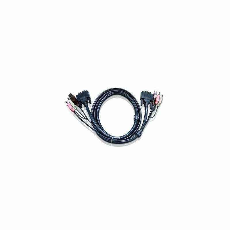 CABLU KVM ATEN cablu 3 in 1- conector tip USB (T) - 3.5 mm Jack (T) x 2 - DVI-D (T)- 2L-7D02U (include TV 0.75 lei)