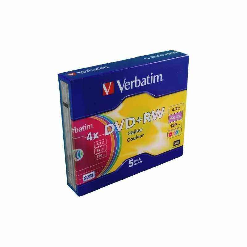 DVD+RW VERBATIM 4.7GB- 120min- viteza 1-4x- set 5 buc- Single Layer- carcasa- Colours 43297