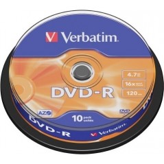 DVD-R VERBATIM 4.7GB- 120min- viteza 16x- 10 buc- Single Layer- spindle- Matt Silver 43523 951762