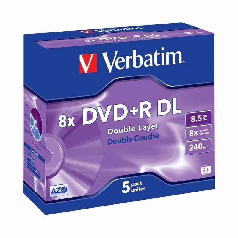 DVD+R VERBATIM 8.5GB- 240min- viteza 8x- set 5 buc- Double Layer- carcasa- Matt Silver 43541