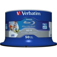 BD-R VERBATIM 25GB- viteza 6x- 50 buc- Single Layer- spindle- printabil- Wide Inkjet Printable 43812