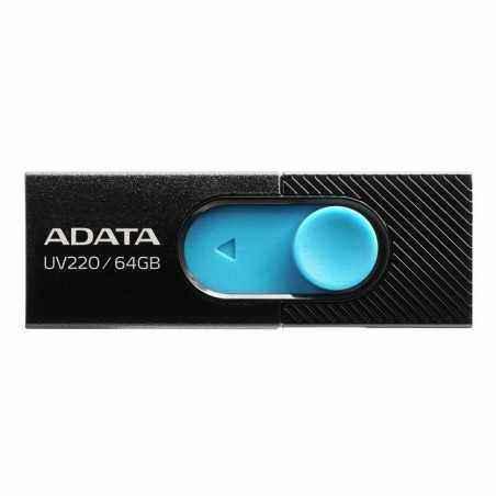MEMORIE USB 2.0 ADATA 64 GB- retractabila- carcasa plastic- negru / albastru- AUV220-64G-RBKBL (include TV 0.02 lei)