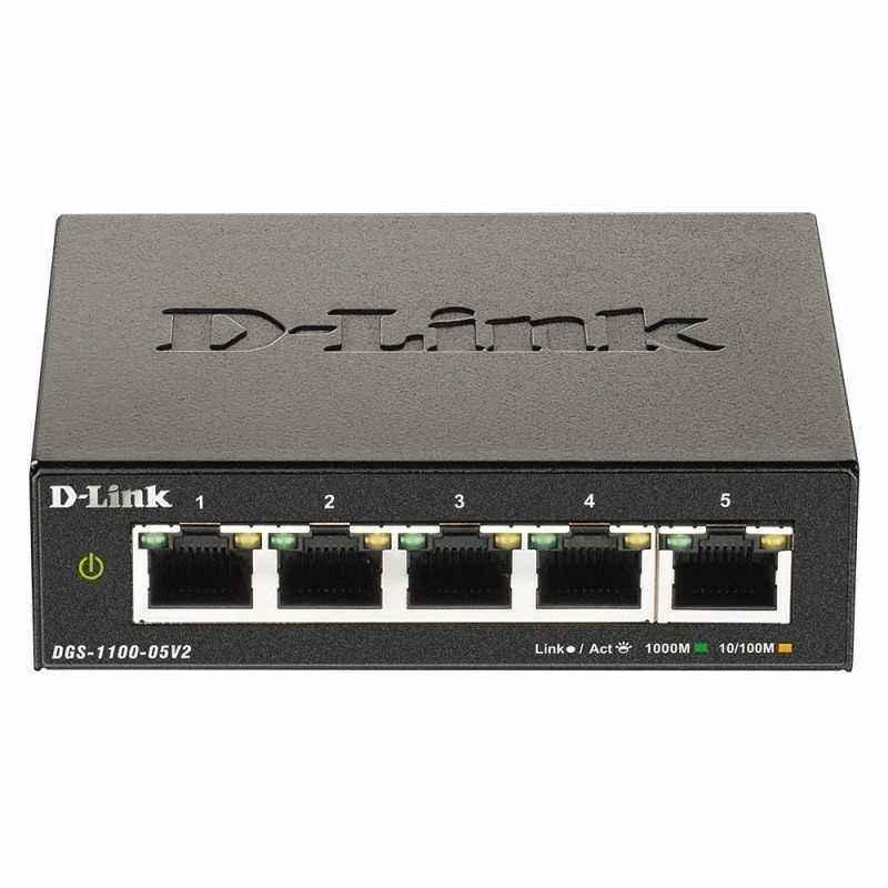 SWITCH D-LINK SMART 5 porturi Gigabit- carcasa metalica- DGS-1100-05V2 (include timbru verde 1.5 lei)