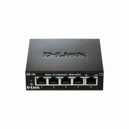 SWITCH D-LINK 5 porturi 10/100Mbps. carcasa metalica- DES-105 (include timbru verde 1.5 lei)