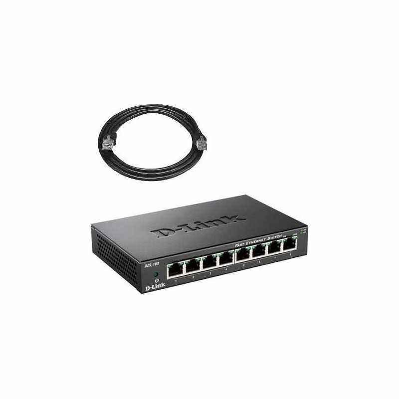SWITCH D-LINK 8 porturi 10/100Mbps. carcasa metalica- DES-108 (include timbru verde 1.5 lei)