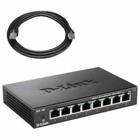 SWITCH D-LINK 8 porturi 10/100Mbps. carcasa metalica- DES-108 (include timbru verde 1.5 lei)