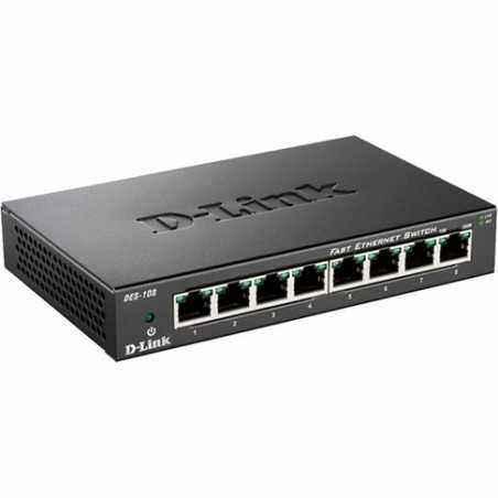 SWITCH D-LINK 8 porturi 10/100Mbps. carcasa metalica- DES-108 (include timbru verde 1.5 lei)