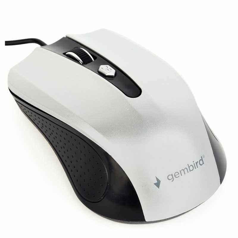 MOUSE GEMBIRD- PC sau NB- cu fir- USB- optic- 1200 dpi- butoane/scroll 4/1- - negru / gri- MUS-4B-01-BS (include TV 0.15 lei)
