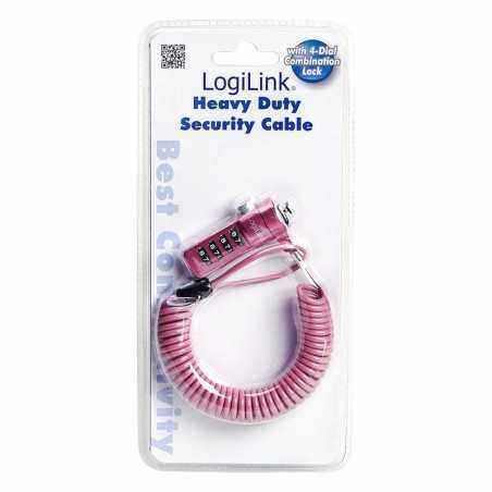 Cablu antifurt laptop- cifru- pink- Logilink NBS007 (include TV 0.75 lei)