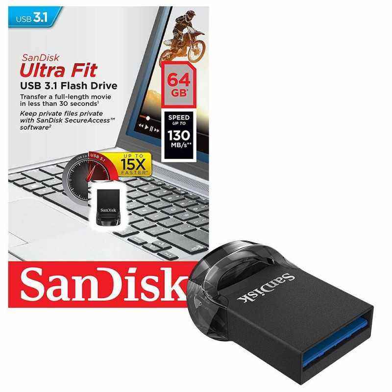 MEMORIE USB 3.1 SANDISK 64 GB- profil mic- carcasa plastic- negru- SDCZ430-064G-G46 (include TV 0.02 lei)