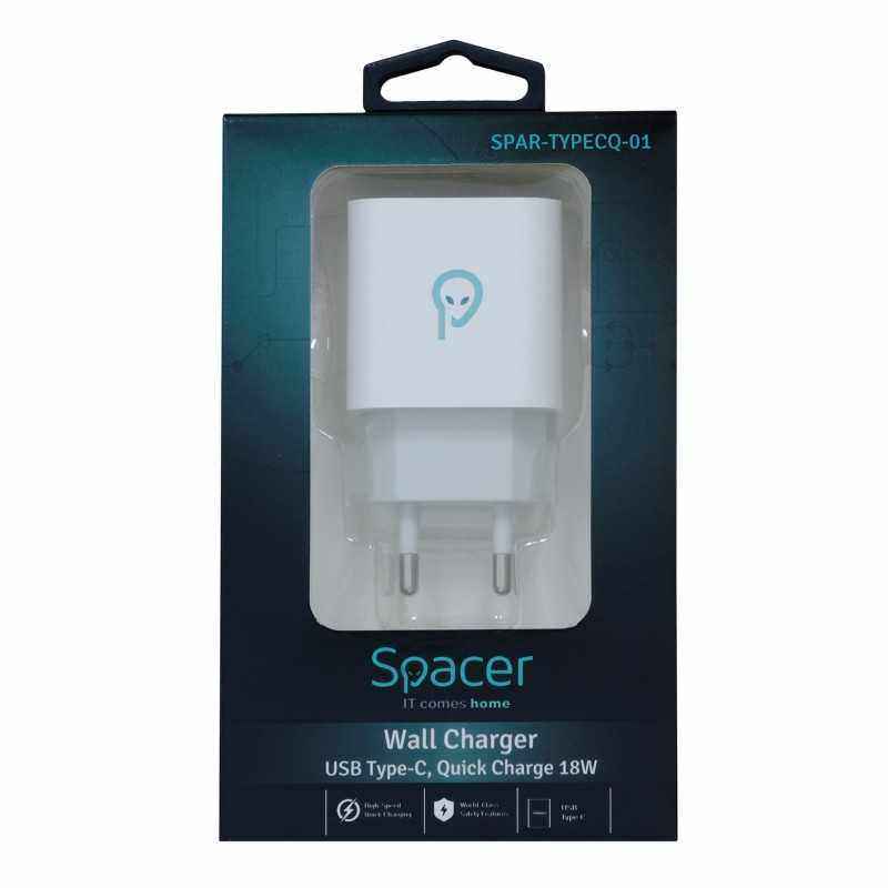 INCARCATOR retea SPACER Quick Charge 18W- USB Type-C SPAR-TYPECQ-01 (include timbru verde 0.15 lei)