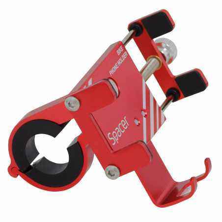 SUPORT Bicicleta SPACER pt. SmartPhone- fixare de ghidon- Metalic- rosu- cheie de montare- SPBH-METAL-RED