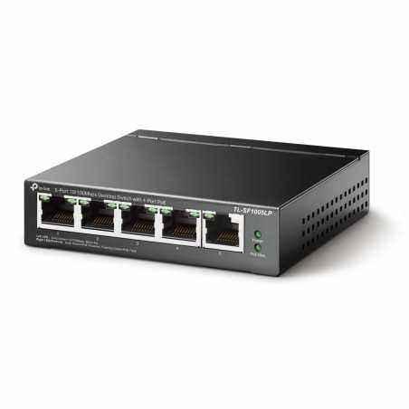 SWITCH PoE TP-LINK 5 porturi 10/100Mbps (4 PoE)- IEEE 802.3af- carcasa metalica TL-SF1005LP (include timbru verde 1.5 lei)