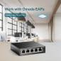 SWITCH PoE TP-LINK 5 porturi 10/100Mbps (4 PoE)- IEEE 802.3af- carcasa metalica TL-SF1005LP (include timbru verde 1.5 lei)