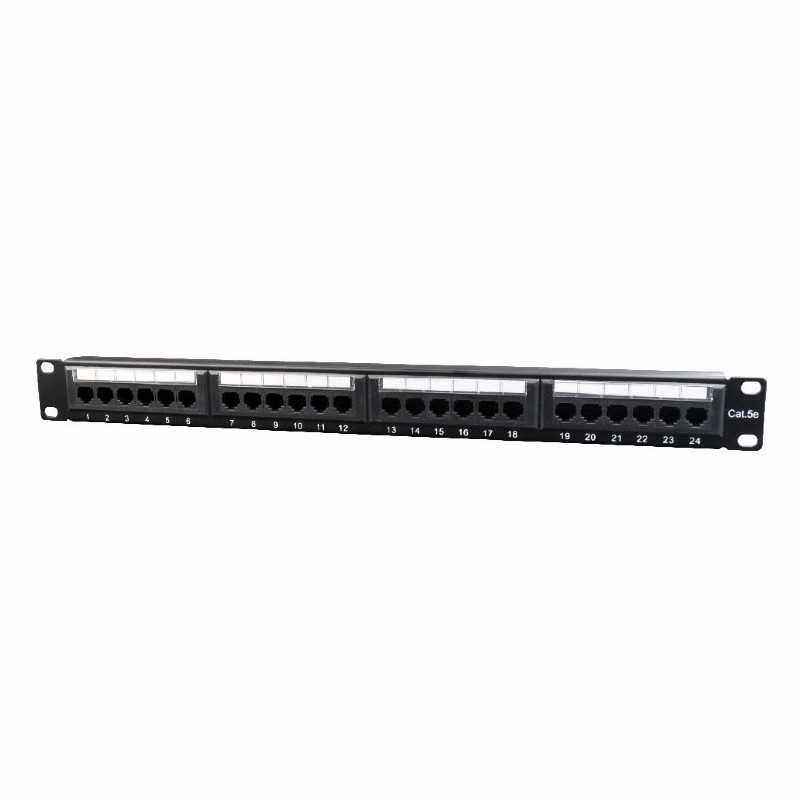 PATCH PANEL GEMBIRD 24 porturi- Cat5e- 1U pentru rack 19- suport posterior pt. gestionare cabluri- black- NPP-C524CM-001