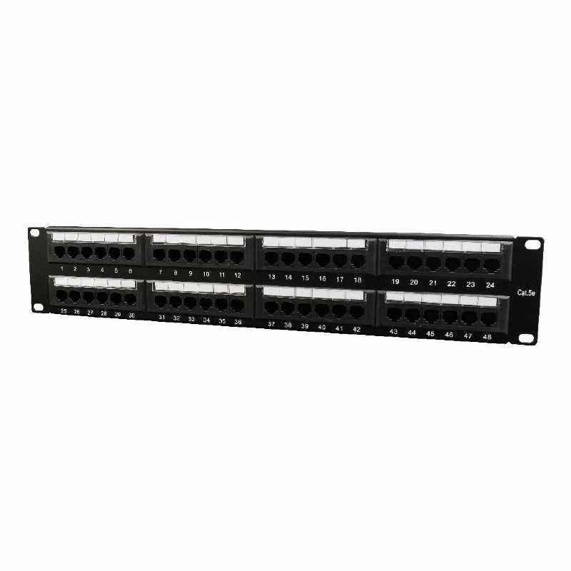 PATCH PANEL GEMBIRD 48 porturi- Cat6- 2U pentru rack 19- suport posterior pt. gestionare cabluri- black- NPP-C648CM-001