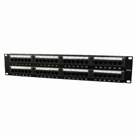 PATCH PANEL GEMBIRD 48 porturi- Cat6- 2U pentru rack 19- suport posterior pt. gestionare cabluri- black- NPP-C648CM-001