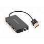 HUB extern GEMBIRD- porturi USB: USB 2.0 x 4- conectare prin USB 2.0- cablu 0.15 m- negru- UHB-U2P4-04 (include TV 0.75 lei)