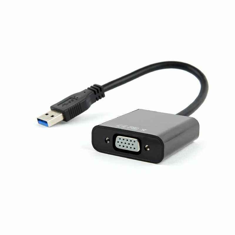 CABLU video GEMBIRD- adaptor USB 3.0T) la VGAM)- 15cm- rezolutie maxima Full HD 1920 x 1080 la 60Hz- negru- AB-U3M-VGAF-01i)