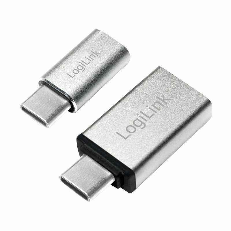 ADAPTOR LOGILINK- pt. smartphone- USB 3.1 Type-CT) la Micro-USB 2.0M) sau USB 3.0M)- argintiu- AU0040i)