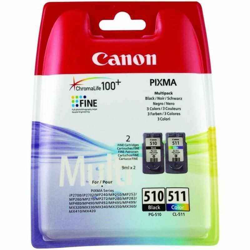 Combo-Pack Original Canon Black/Color- PG-510/CL-511- pentru Pixma IP2700-MP230-MP240-MP250-MP260-MP270-MP280-MP282-MP480-MP490