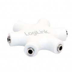 SPLITTER audio LOGILINK- 6 x 3.5 jack- stereo- plastic- cablu 20cm- conectare la 1 device audio si split semnal la 5 casti- CA10