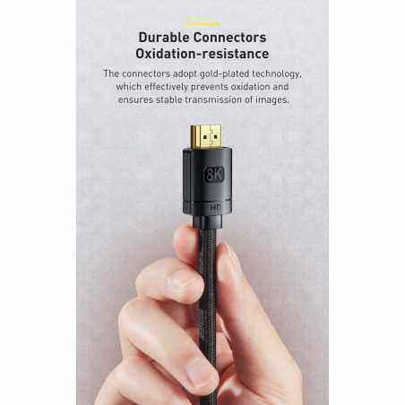CABLU video Baseus High Definition- HDMIT) la HDMIT)- versiunea 2.1- rezolutie maxima 8K UHD7680 x 4320) la 60 Hz- conectori aur