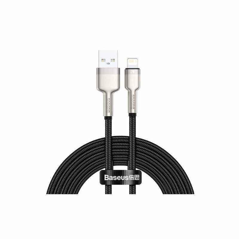 CABLU alimentare si date Baseus Cafule Metal- Fast Charging Data Cable pt. smartphone- USB la Lightning Iphone 2.4A- 2m- negru C