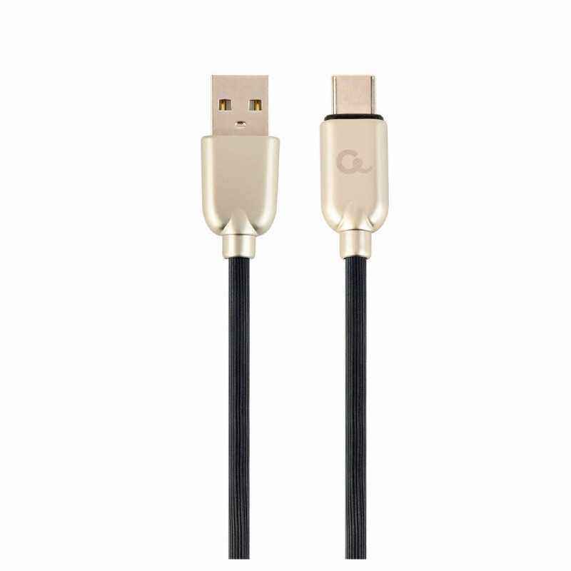 CABLU alimentare si date GEMBIRD- pt. smartphone- USB 2.0T) la USB 2.0 Type-CT)- 2m- premium- cablu din cauciuc- negru- conector