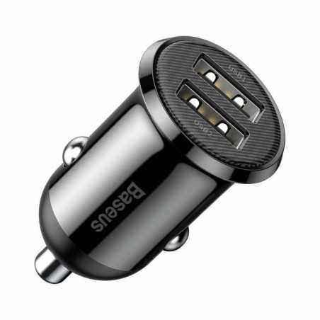 INCARCATOR auto Baseus Grain Pro- 2 x USBUSB1 Output 5V/2.4A- USB2 Output: 5V/2.4A) pt. bricheta auto- black CCALLP-01
