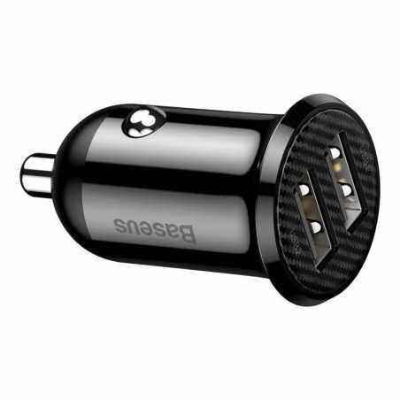 INCARCATOR auto Baseus Grain Pro- 2 x USBUSB1 Output 5V/2.4A- USB2 Output: 5V/2.4A) pt. bricheta auto- black CCALLP-01
