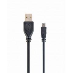 CABLU alimentare si date GEMBIRD- pt. smartphone- USB 2.0T) la Mini-USB 2.0T)- 30cm- conectori auriti- negru- CCP-USB2-AM5P-1i)