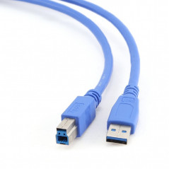 CABLU USB GEMBIRD pt. imprimanta- USB 3.0T) la USB 3.0 Type-BT)- 0.5m- conectori auriti- albastru- CCP-USB3-AMBM-0.5Mi)