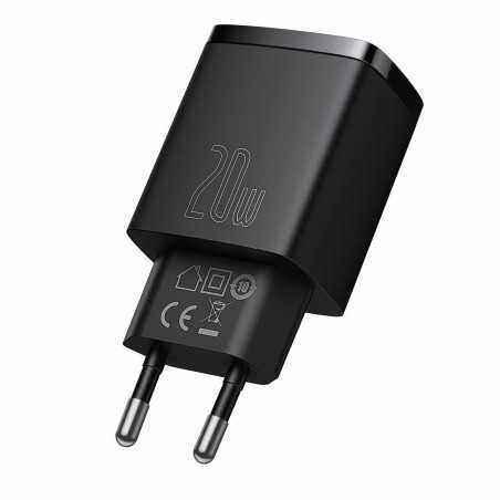 INCARCATOR retea Baseus Compact- Quick Charge 20W- 1 x USB Type-C 5V/3A max- 1 x USB 5V/3A- negru CCXJ-B01 timbru verde 0.15 lei