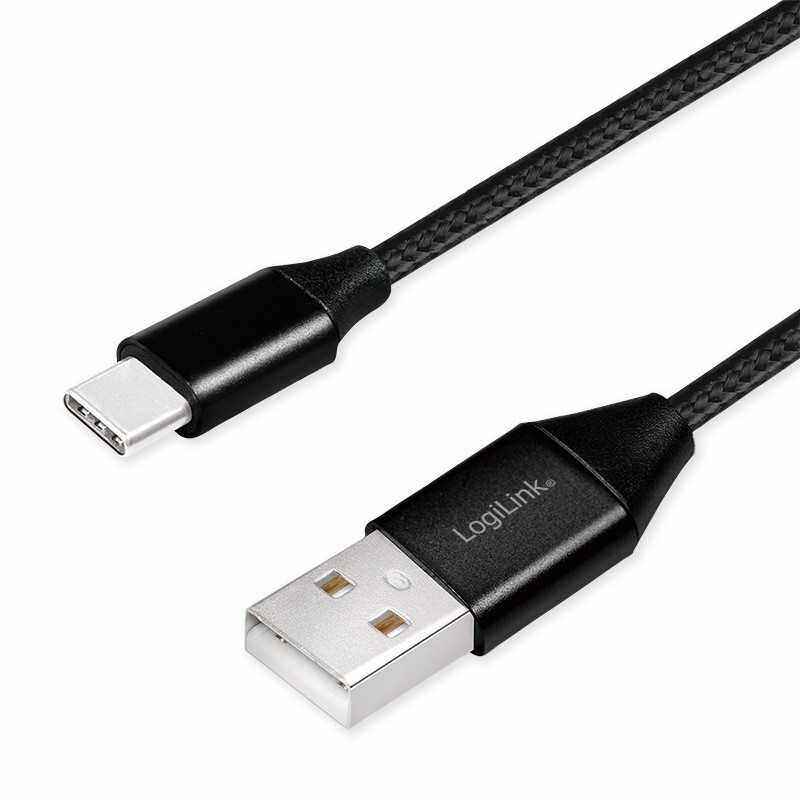 CABLU alimentare si date LOGILINK- pt. smartphone- USB 2.0T) la USB 2.0 Type-CT)- 0.3m- premium- cablu cu impletire din bumbac-