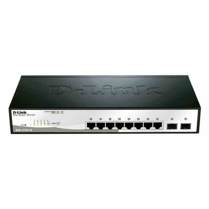SWITCH D-LINK SMART 8 porturi Gigabit + 2 sloturi SFP- carcasa metalica- rackabil- DGS-1210-10 timbru verde 1.5 lei)