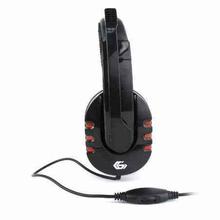 CASTI Gembird- cu fir- utilizare multimedia- microfon pe brat- conectare prin Jack 3.5 mm x 2- negru / rosu- GHS-402-)