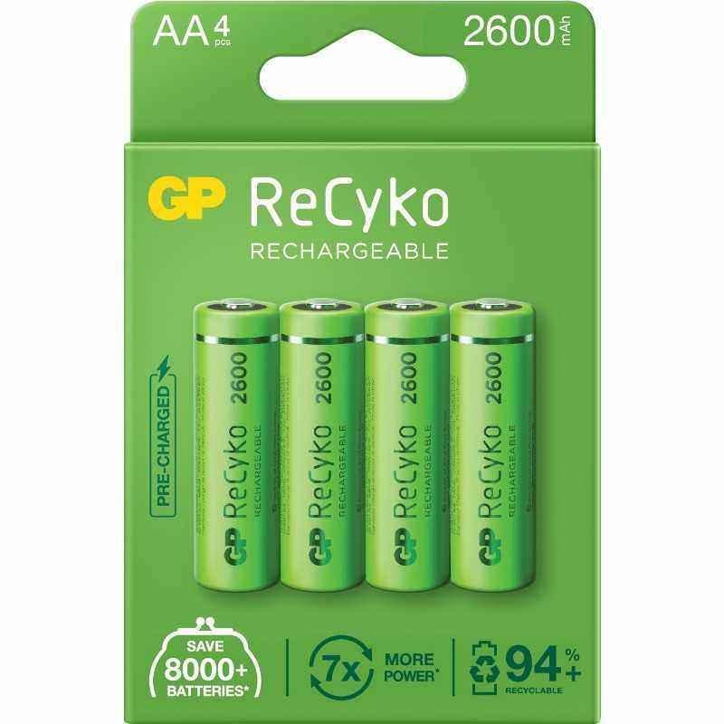Acumulatori GP Batteries- ReCyko 2600mAh AALR6) 1.2V NiMH- paper box 4 buc. GP270AAHCE-2EB4 GPRHC272E001 TV 0.24 lei)