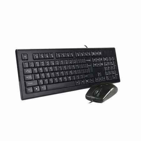 Kit TASTATURA si Mouse A4TECH- KR-85+OP-620D- cu fir- 104 taste format standard- mouse 1000dpi- 4/1 butoane- negru- KR-8520D-USB