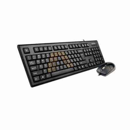 Kit TASTATURA si Mouse A4TECH- KRS-85+OP-720- cu fir- 104 taste format standard- mouse 1000dpi- 3/1 butoane- negru- KRS-8572-USB