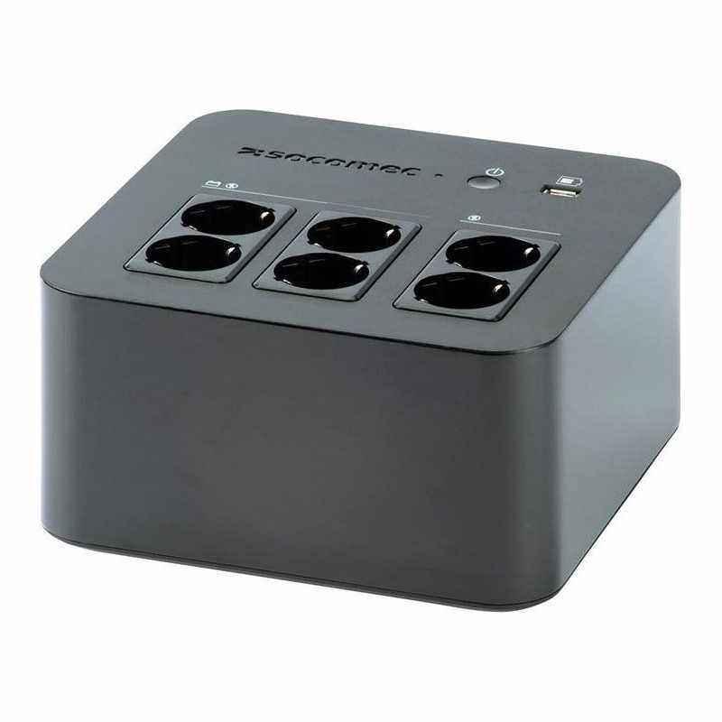 UPS SOCOMEC Line Int. cu management- brick- 600VA/ 360W- AVR- 6 x socket Shucko- indicatie status cu LED- 1 x baterie 12V/7A-