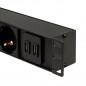 PDU LOGILINK 1U pt. rack 19 inch- 8 prize Schuko- intrare Schuko- max 16 A- on/off- protectie la supratensiune- 2 x USB 2.1A- 2