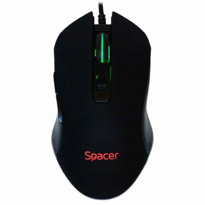 MOUSE Spacer - gaming- gaming- cu fir- USB- optic- 2400 dpi- butoane/scroll 6/1- iluminare- negru- SP-GM-01