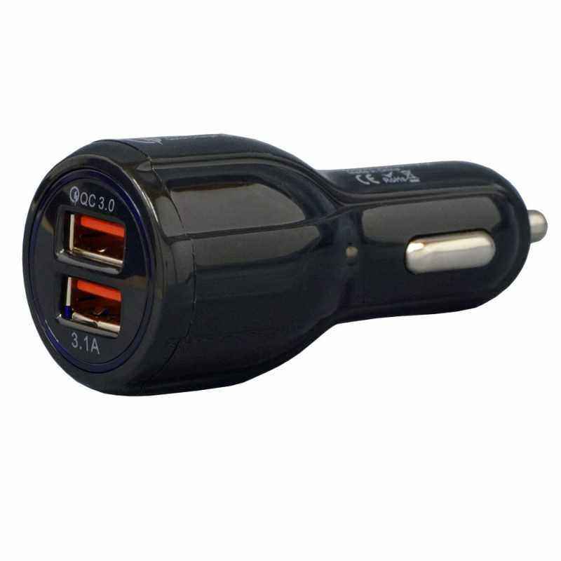 ALIMENTATOR auto SPACER- 2 x USB1 x USB QC3.0 , 1 USB max. 3.1A)- pt. bricheta auto- black- SP-QC-30