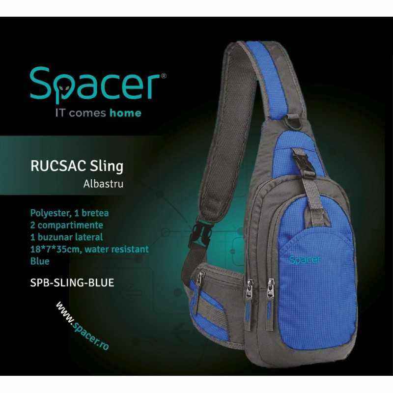 RUCSAC SPACER Sling- nylon-1 bretea- 2 compartimente principale-1 buzunar frontal-1 buzunar lateral- 35x18x7cm- water resistant-
