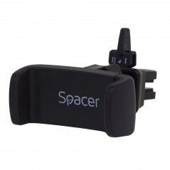 SUPORT auto SPACER pt. SmartPhone- fixare in ventilatie prin CLIPS- Prindere prin Arc- rotire 360 grade- negru- SPCH-ARC-CLIPS