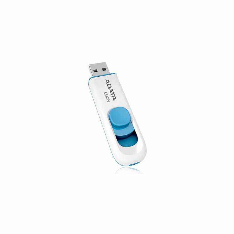 MEMORIE USB 2.0 ADATA 32 GB- retractabila- carcasa plastic- alb / albastru- AC008-32G-RWE TV 0.02 lei)